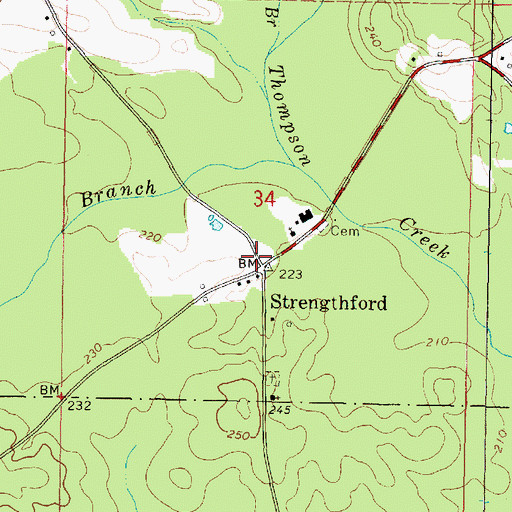 Topographic Map of Strengthford, MS