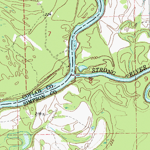 Topographic Map of Strong River, MS