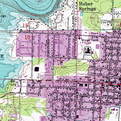 Topographic Map of First Presbyterian Church, AR