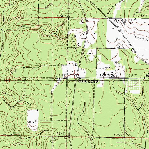 Topographic Map of Success, MS