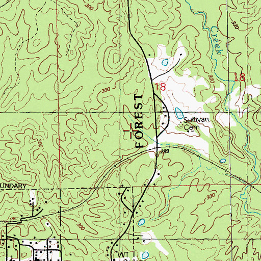 Topographic Map of Sullivan Cemetery, MS