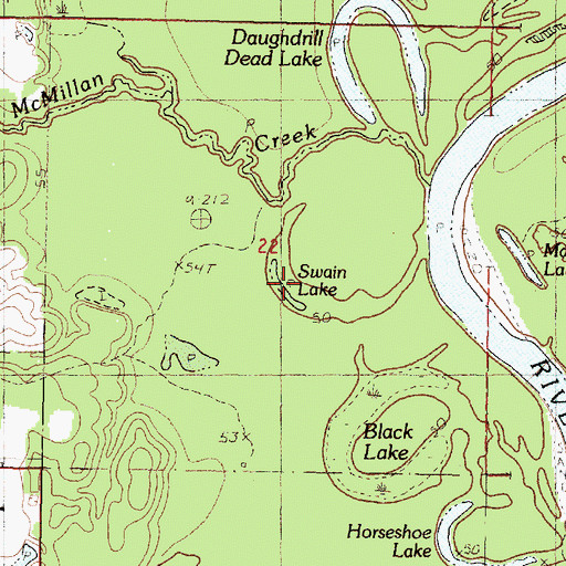 Topographic Map of Swan Lake, MS