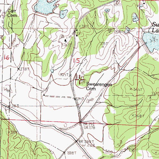 Topographic Map of Swearengen Cemetery, MS