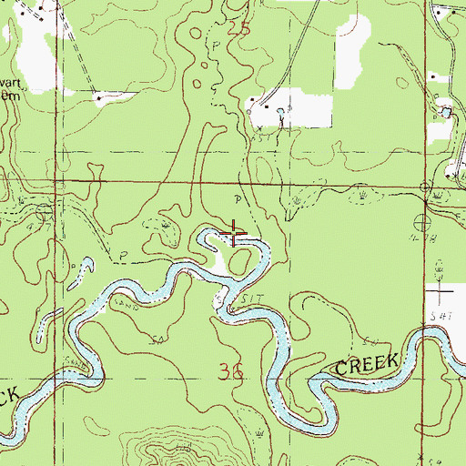 Topographic Map of Sweetwater Creek, MS
