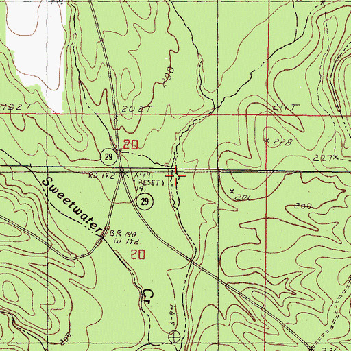 Topographic Map of Sweetwater Creek, MS