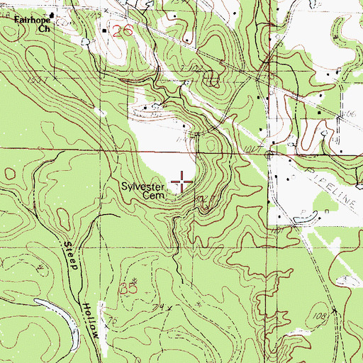 Topographic Map of Sylvester Cemetery, MS