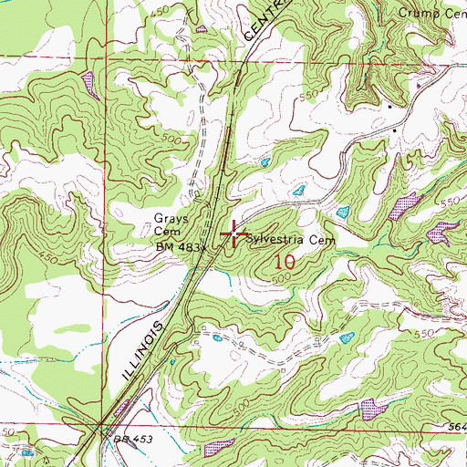 Topographic Map of Sylvestria Cemetery, MS