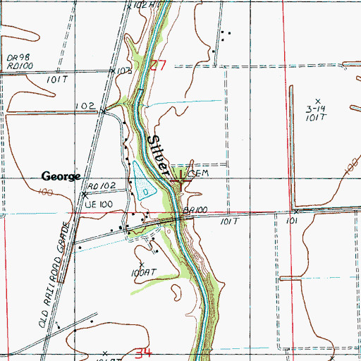 Topographic Map of Tanglewood Cemetery, MS