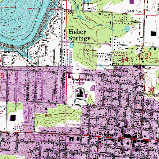 Topographic Map of Heber Springs Elementary School, AR
