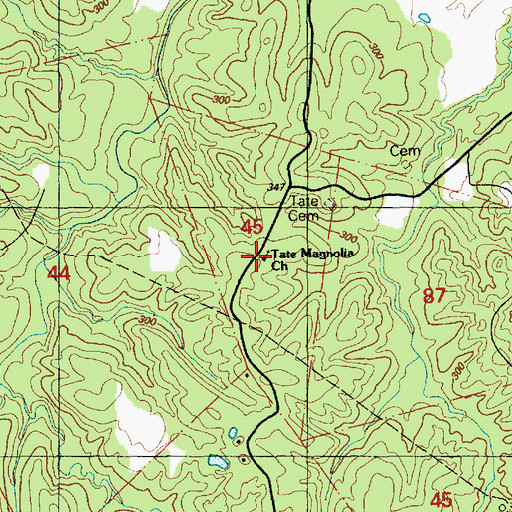 Topographic Map of Tate Magnolia Church, MS