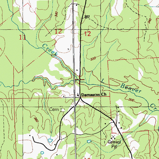 Topographic Map of Tatum Creek, MS