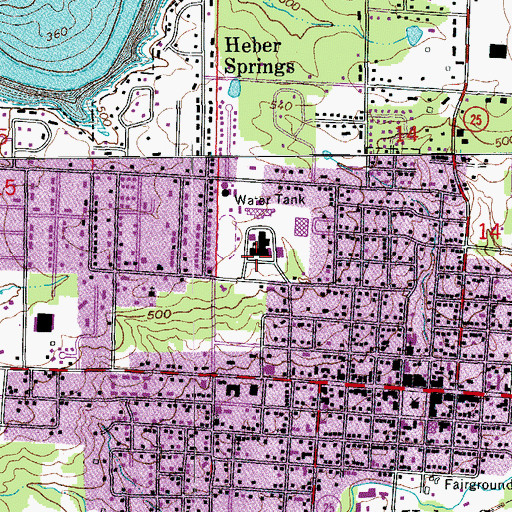 Topographic Map of Heber Springs High School, AR