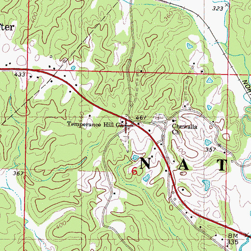 Topographic Map of Temperance Hill Church, MS