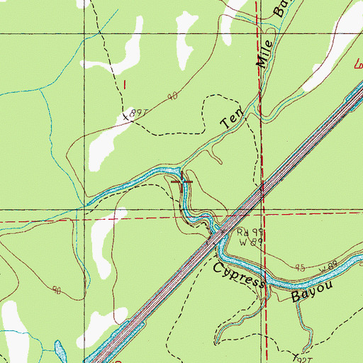 Topographic Map of Ten Mile Bayou, MS