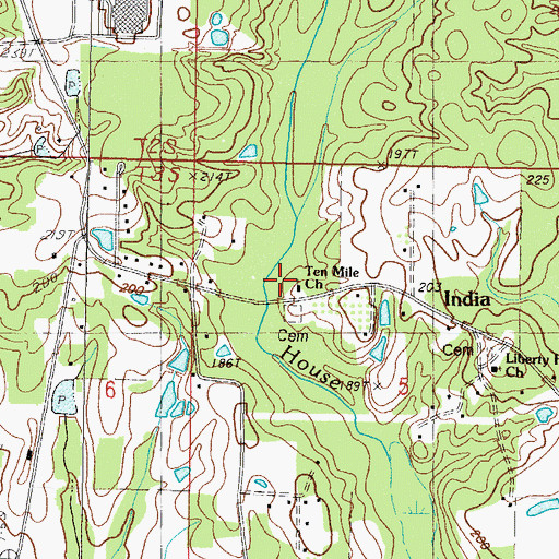 Topographic Map of Ten Mile Church, MS