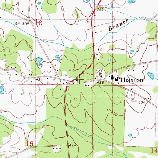 Topographic Map of Thaxton, MS