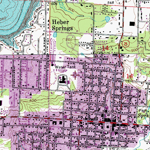 Topographic Map of Heber Springs Middle School, AR