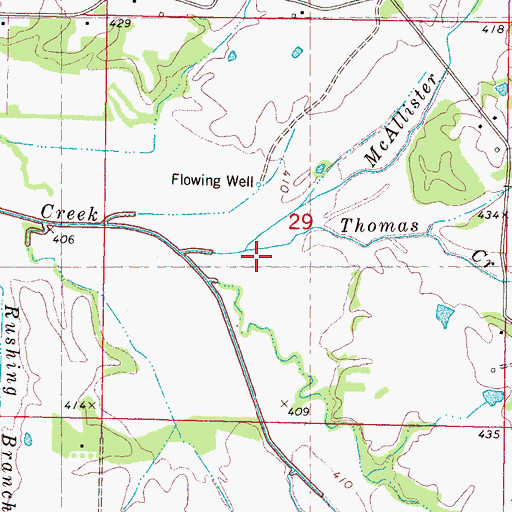 Topographic Map of Thomas Creek, MS