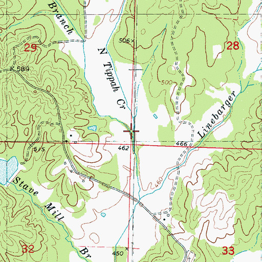 Topographic Map of Thompson Branch, MS