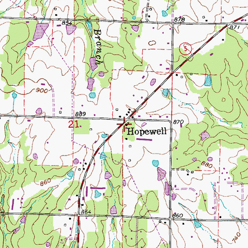 Topographic Map of Hopewell Primitive Baptist Church, AR
