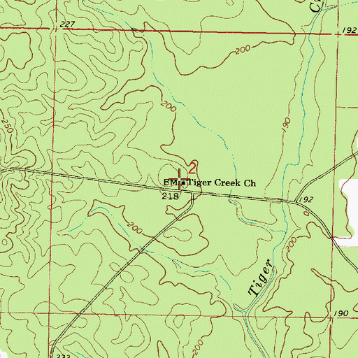 Topographic Map of Tiger Creek Missionary Baptist Church, MS