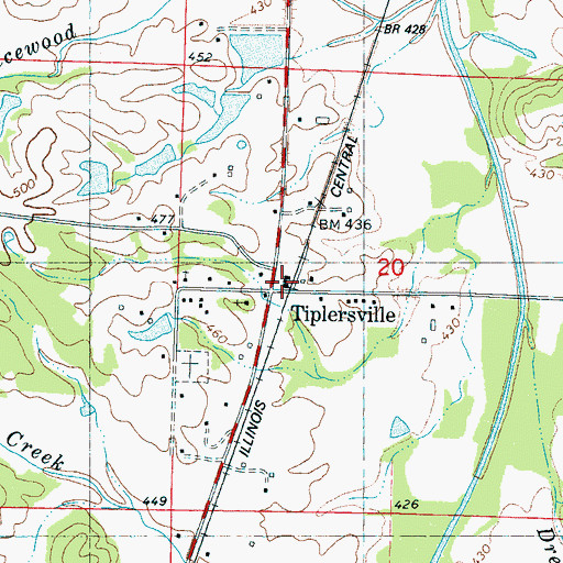 Topographic Map of Tiplersville, MS