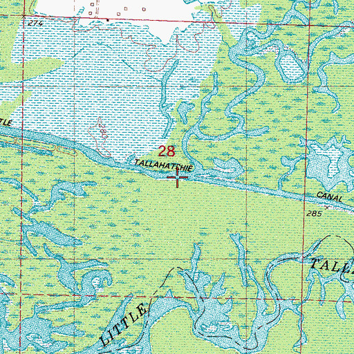 Topographic Map of Tippah River, MS