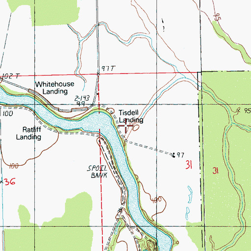 Topographic Map of Tisdell Landing, MS