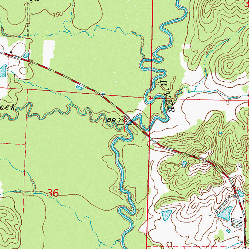 Topographic Map of Tishkill Creek, MS