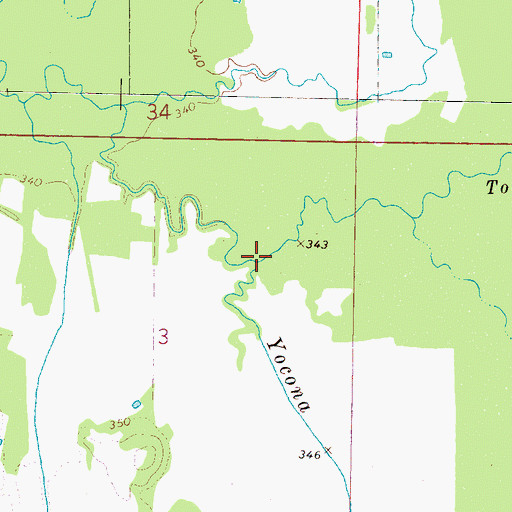 Topographic Map of Toccopola Creek, MS