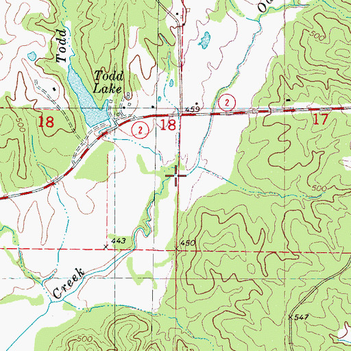 Topographic Map of Todd Branch, MS