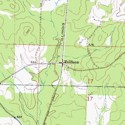 Topographic Map of Tollison, MS