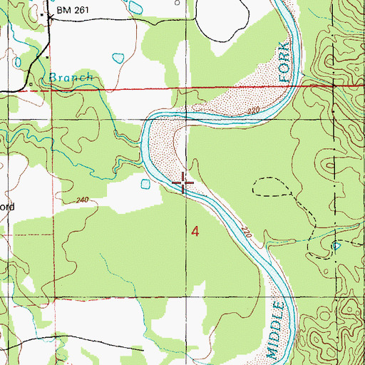 Topographic Map of Tom Branch, MS