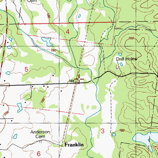 Topographic Map of Tony Creek, MS
