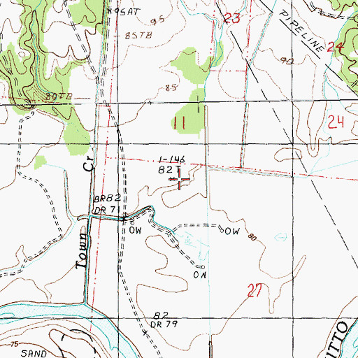 Topographic Map of Town Creek, MS