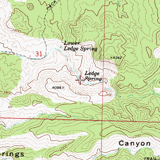 Topographic Map of Ledge Spring, AZ