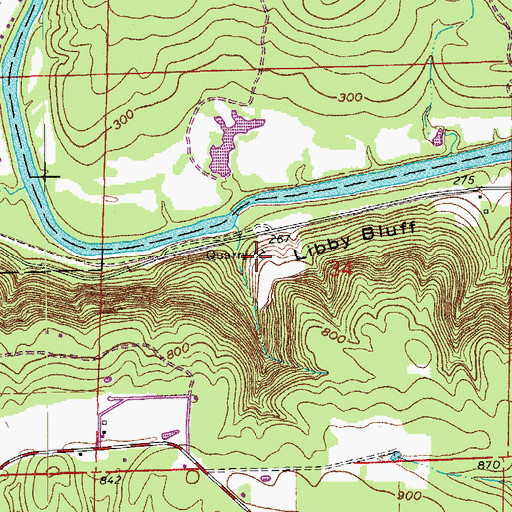 Topographic Map of Libby Quarry, AR