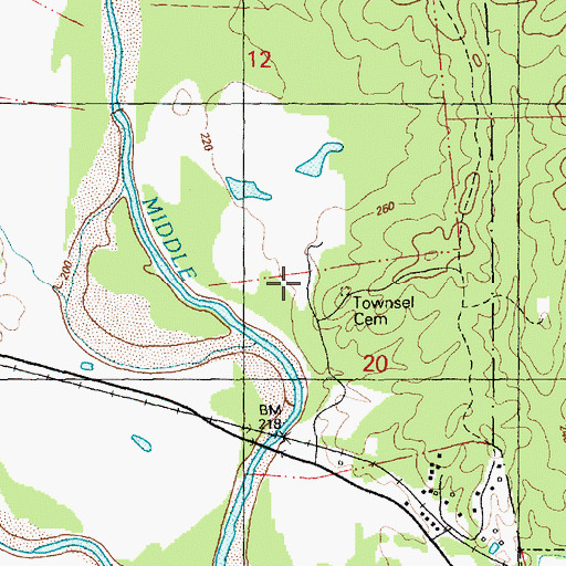 Topographic Map of Townsel Cemetery, MS