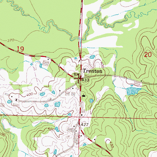 Topographic Map of Trenton, MS