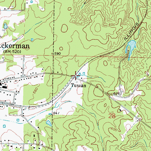 Topographic Map of Tuscan, MS