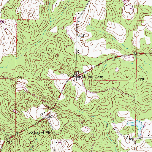 Topographic Map of Union Cemetery, MS