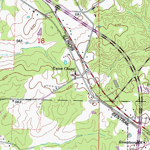 Topographic Map of Union Chapel Baptist Church, MS