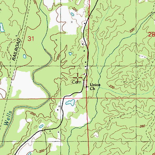Topographic Map of Union Baptist Church, MS