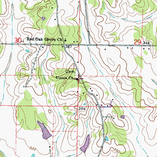 Topographic Map of Union Baptist Church, MS
