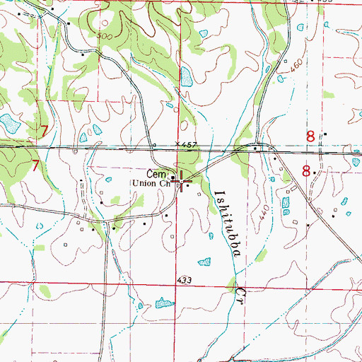 Topographic Map of Union Church, MS