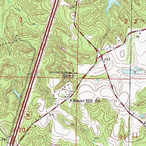 Topographic Map of Union Grove Cemetery, MS