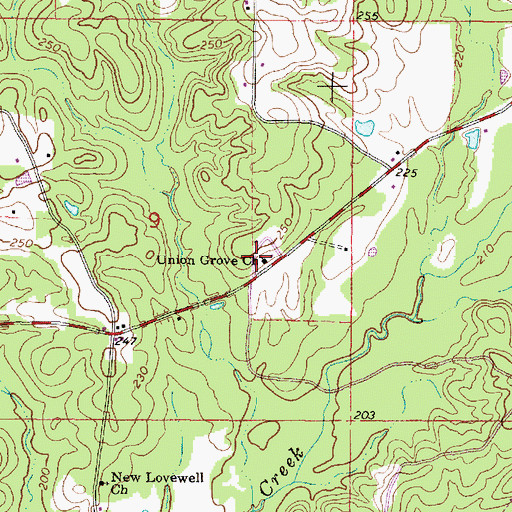 Topographic Map of Union Grove Church, MS