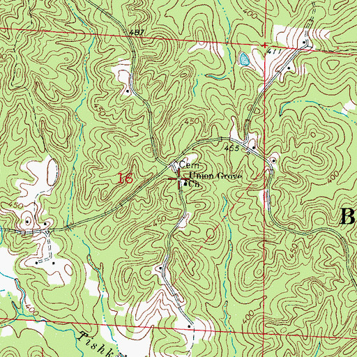 Topographic Map of Union Grove Church, MS
