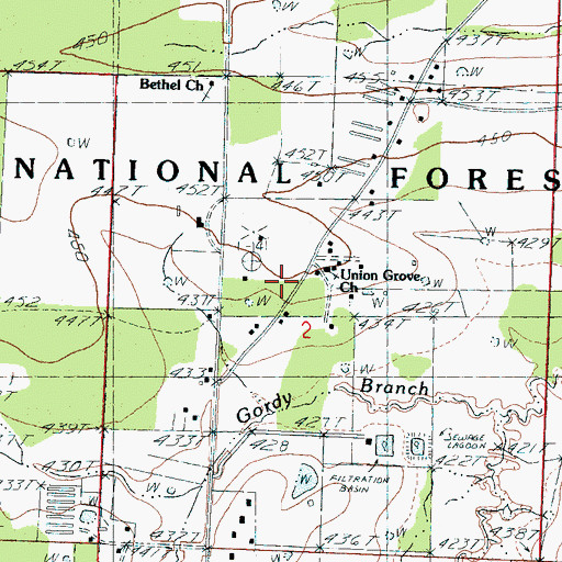 Topographic Map of Union Grove Church, MS