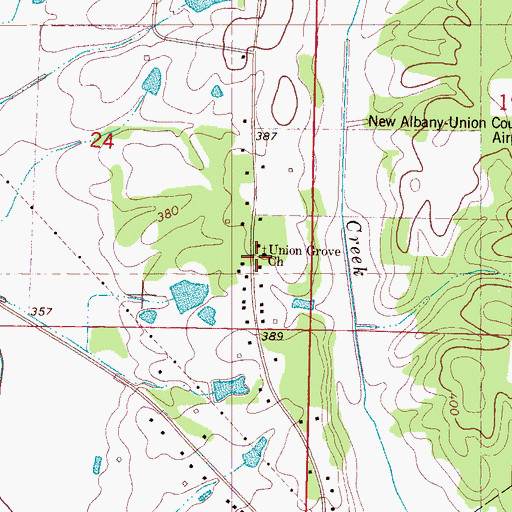 Topographic Map of Union Grove School, MS